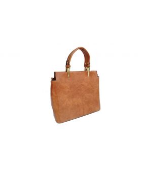 Brownish Articial Leather Hand Bag for Women