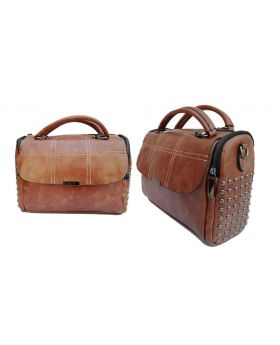 Brownish Artificial Leather Hand Bag for Women