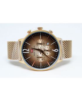 Mini Focus Rose Gold Brown textured Watch for Men