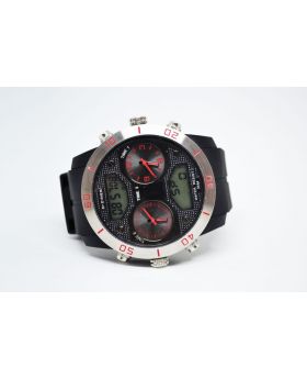 D-Ziner Black Silicon Strap Analog and Digital Movement Dual Time & Water Resistant Watch for Men
