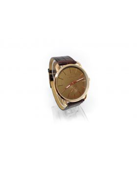 CK Replica Dark Brown Texture Strap PU Leather Rose Gold Working Sub-dial Watch for Men