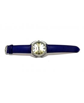 Race Replica Blue Strap Artificial Leather Silver Watch for Men
