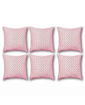 Six Pieces White & Red Cushion Cover Set 