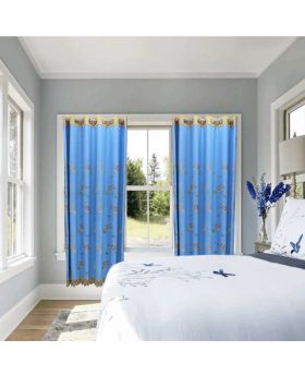 Curtain for Door Windows-Golden Color with ribbon 1pc