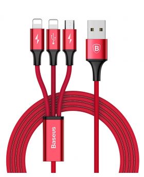 Baseus Rapid Series 3-1 Cable micro+dual (Red)