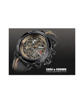 NAVIFORCE 9110 Top Brand Luxury 24 hour Date, Week Display Sports Quartz Military Wristwatch - Black Yellow