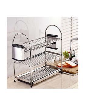 3 Layer Dish Drainer Rack Stainless Steel Silver
