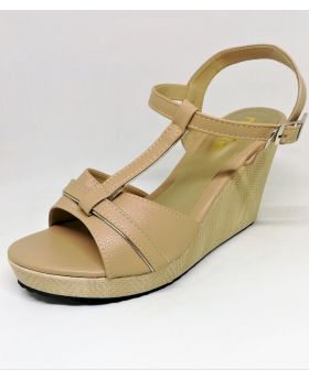 Brown Artificial Leather Sandal with Block-Heel for Women