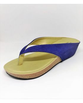 Blue Artificial Leather Flat-Block Sandal for Women