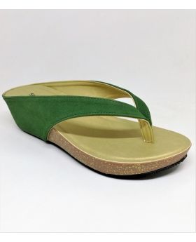 Green Artificial Leather Flat-Block Sandal for Women