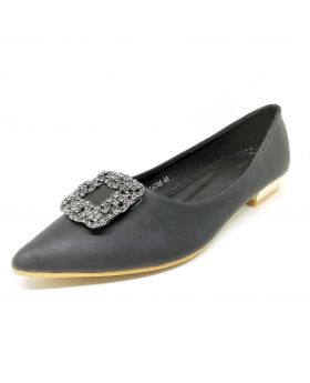 Black Stylish Artificial Leather Semi Heel Shoe for Women