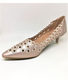 Stylish Light Pink Artificial Leather Semi Heel Shoe for Women